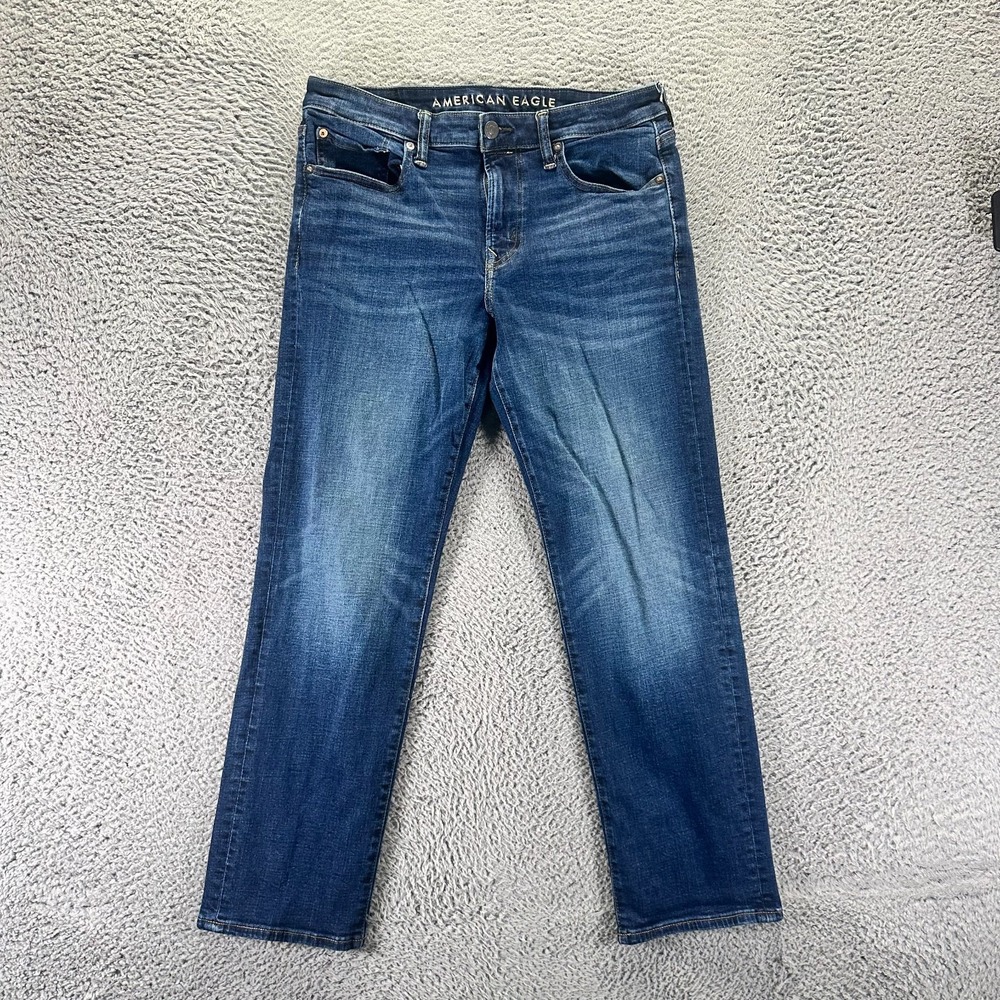 American Eagle Outfitters Jeans Mens 32x30 Blue Denim Straight Leg Faded Stretch